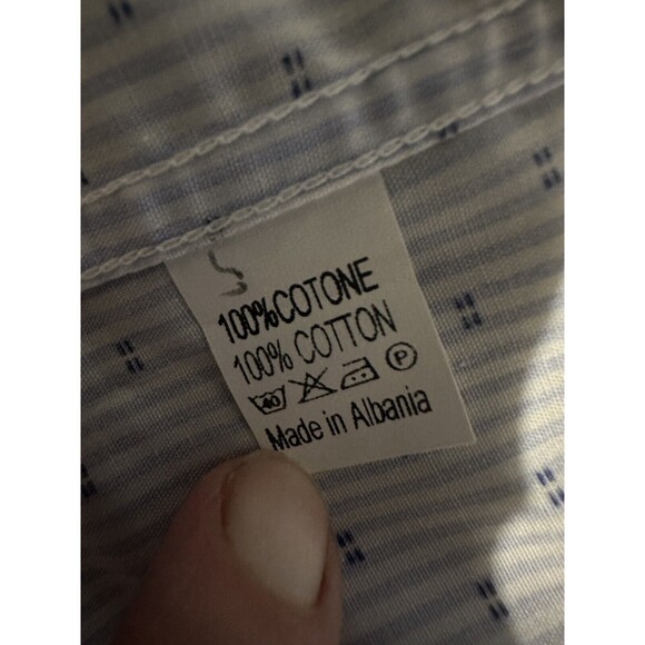 Rafi Ruben Roma Shirt Men’s Light Blue Striped Size 18 / 45” Sleeve Clean NWT - Picture 3 of 6